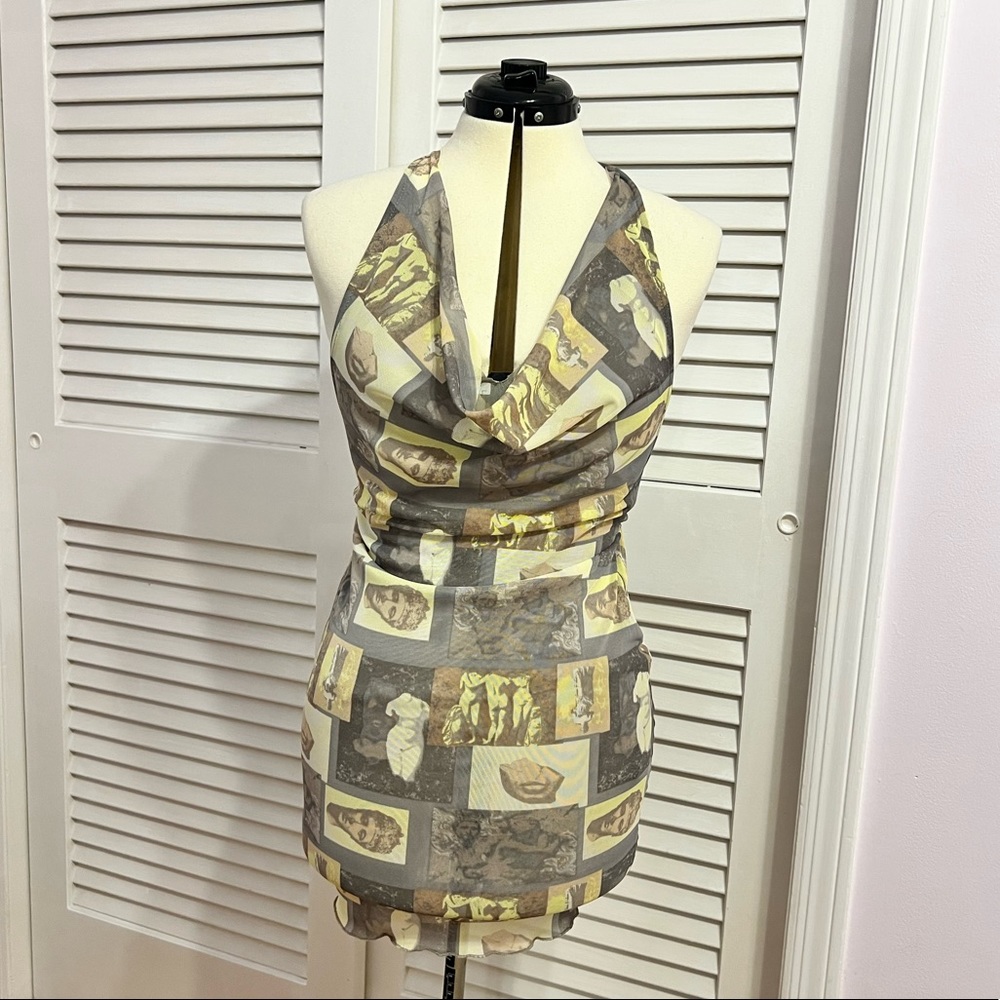 NWT Forever 21 multicolor grey/gray slinky cowl neck dress